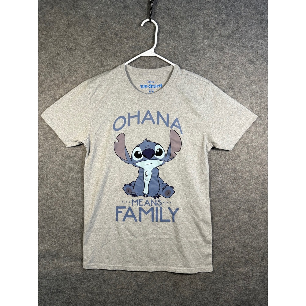 Disney Lilo & Stitch Ohana Means Family Graphic Tee Gray Mens Medium M